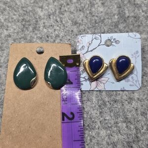Elegant Green and Blue Earrings Set